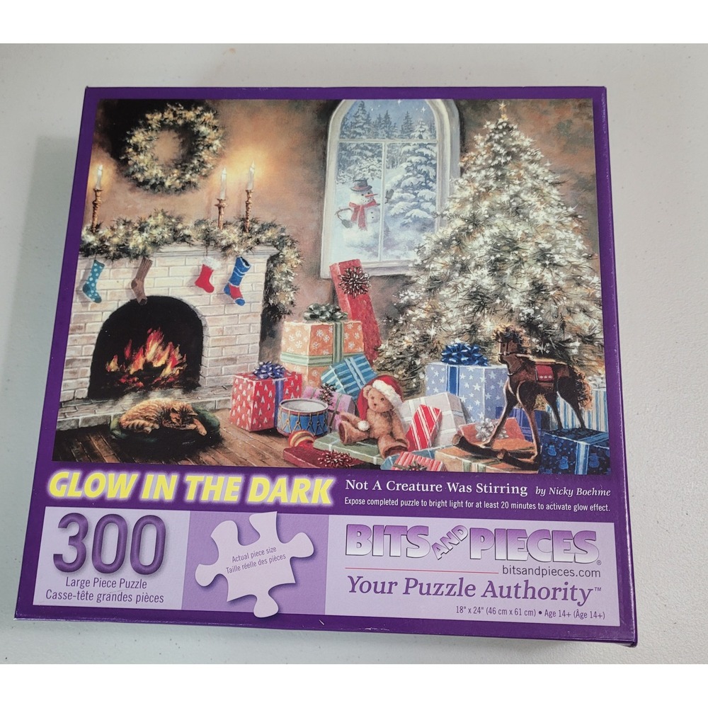 Bits and Pieces Glow in the Dark Christmas Puzzle 300 Large Piece Nicky Boehme